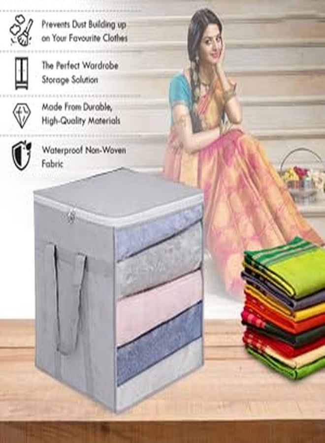 SHAPING FABRIC صندوق تخزين الأقمشة من شيبينج فابريك | منظم تخزين ملابس قابل للطي بسحاب ومقبض | مصنوع من مادة متينة لتخزين الملابس والبطانيات وخزانة الملابس | رمادي NNNII203 عبوة من قطعة واحدة - Image 4