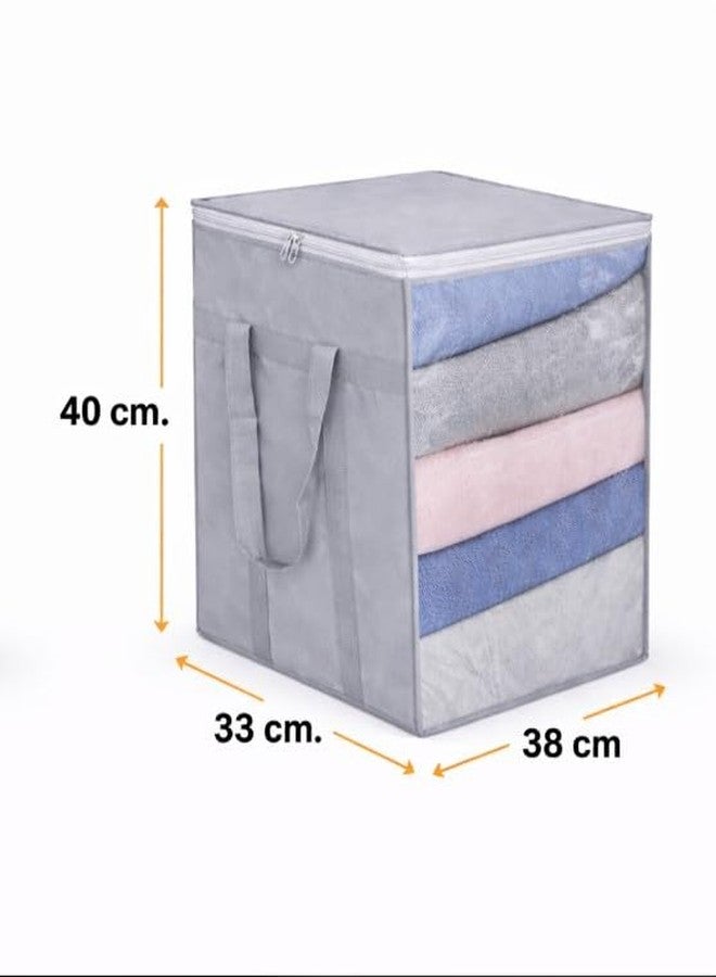 SHAPING FABRIC صندوق تخزين الأقمشة من شيبينج فابريك | منظم تخزين ملابس قابل للطي بسحاب ومقبض | مصنوع من مادة متينة لتخزين الملابس والبطانيات وخزانة الملابس | رمادي NNNII203 عبوة من قطعة واحدة - Image 2