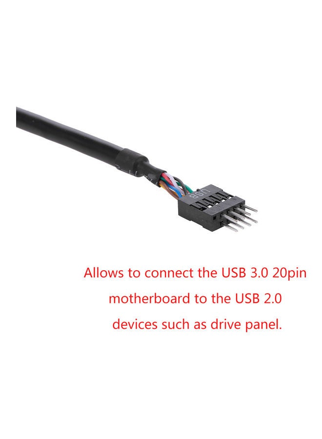 20Pin USB 3.0 Female Header To USB 2.0 9Pin Male Adapter Cable Line Converter Black - Image 5