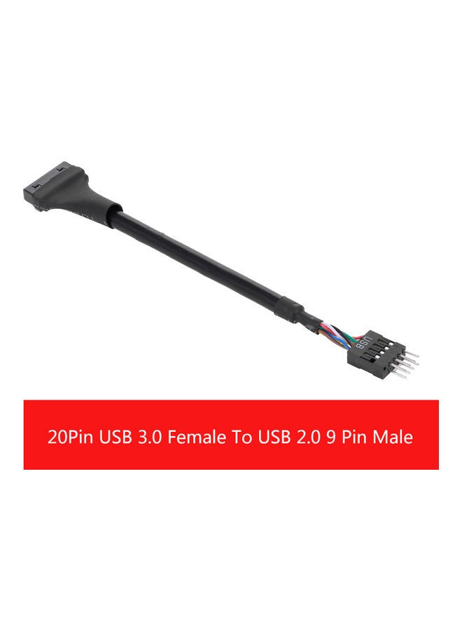 20Pin USB 3.0 Female Header To USB 2.0 9Pin Male Adapter Cable Line Converter Black - Image 4