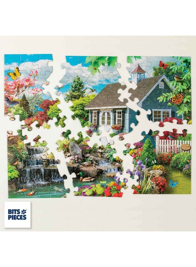 Bits and Pieces 100 Piece Big Piece Jigsaw Puzzle For Seniors 15" X 19" Dream Landscape 100 Pc Spring Flowers Birds Large Lettered Pieces Mental & Physical Dexterity Jigsaw By Alan Giana - Image 4