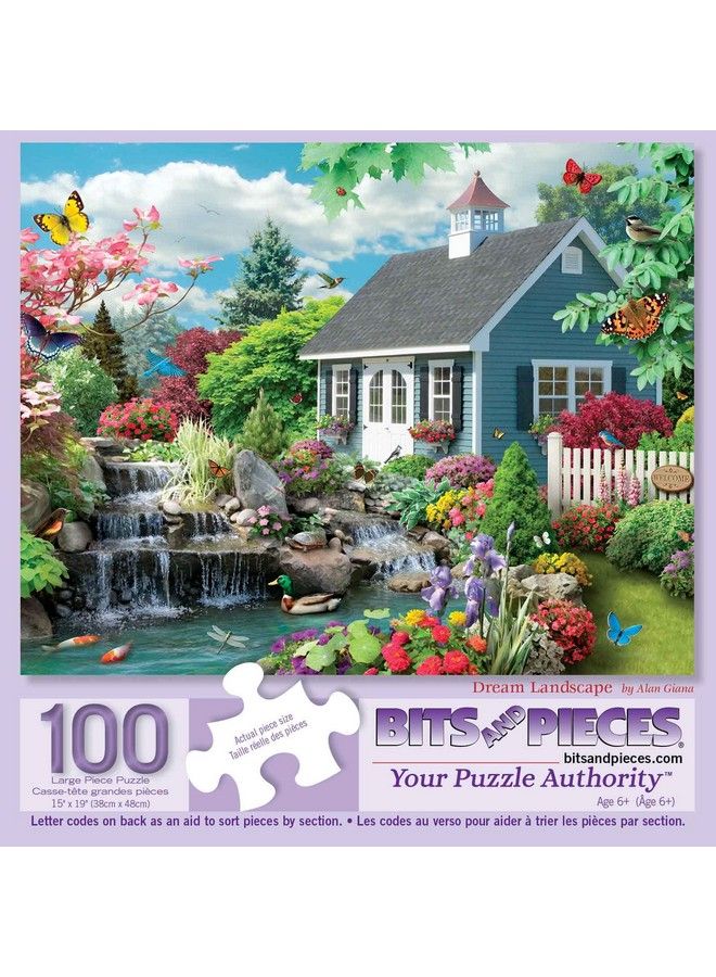 Bits and Pieces 100 Piece Big Piece Jigsaw Puzzle For Seniors 15" X 19" Dream Landscape 100 Pc Spring Flowers Birds Large Lettered Pieces Mental & Physical Dexterity Jigsaw By Alan Giana - Image 3