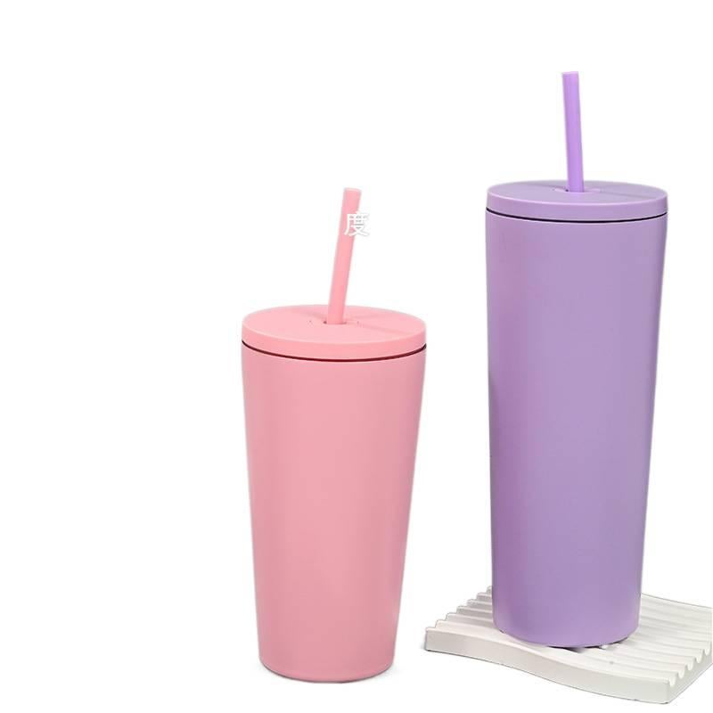كوب قهوة بغطاء بشفاط ومناسب لحامل الأكواب من ستانلس ستيل، 24 oz مع غطاء بقشة من الستانلس ستيل - Image 5