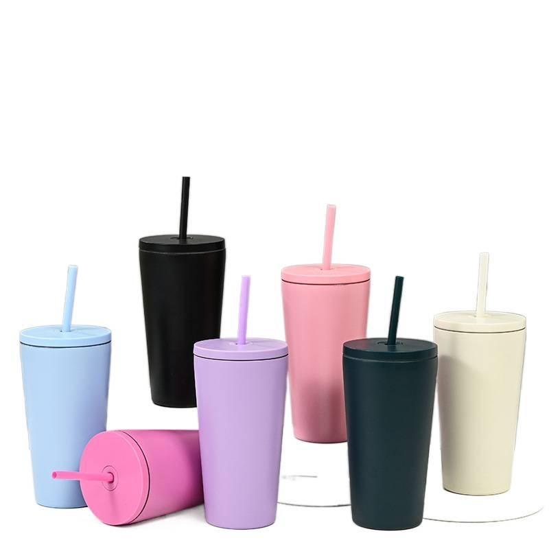كوب قهوة بغطاء بشفاط ومناسب لحامل الأكواب من ستانلس ستيل، 24 oz مع غطاء بقشة من الستانلس ستيل - Image 3