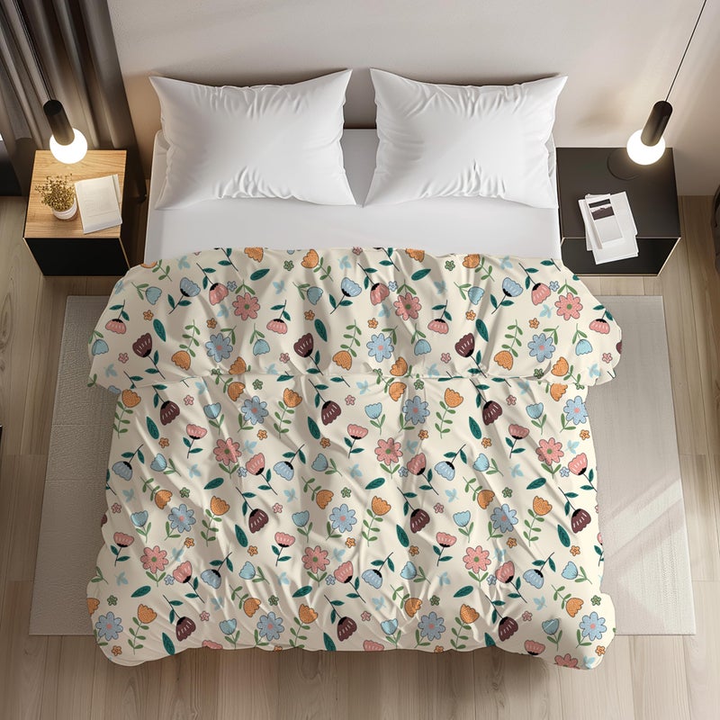 LOOMLYFE 200TC Premium Glace Cotton Duvet Cover/Comforter Cover/Rajai Cover/Blanket Cover/Quilt Cover for Double Bed with Zipper 90"x100" inches - YellowMultiFlower - Image 5