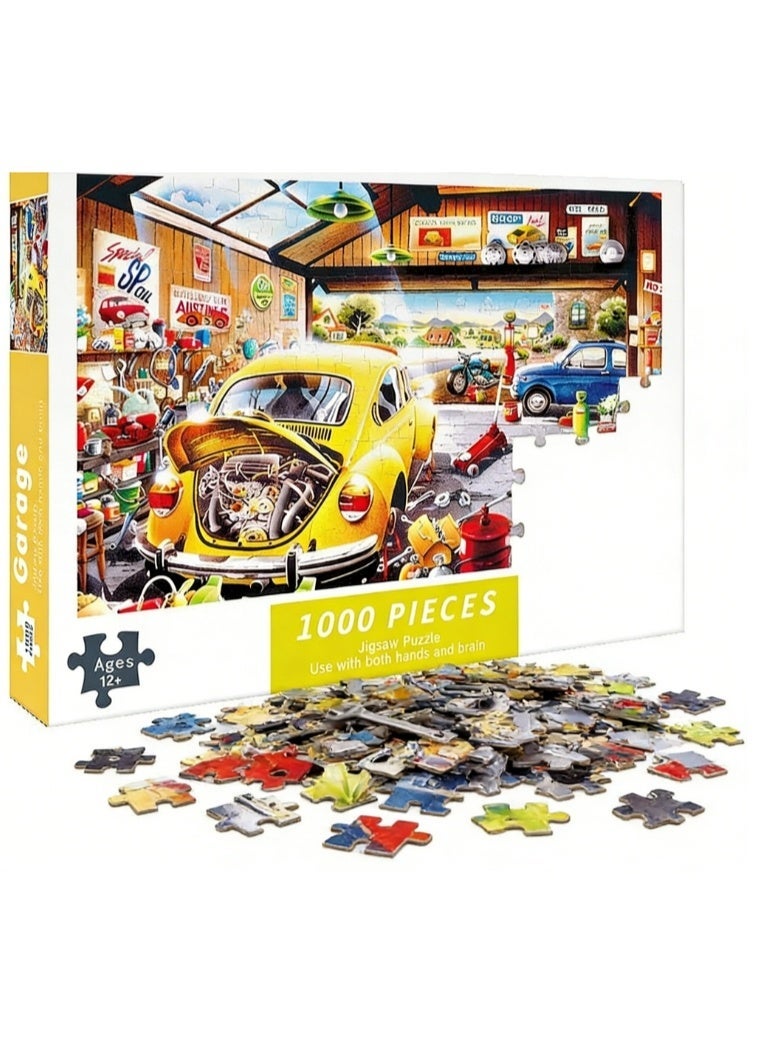 1000pcs لغز الكرتون الكبار ، لغز تحدي الرسم الكرتون ، مناسب للأنشطة العائلية ، ليالي اللعبة ، الهدايا لتخفيف الإجهاد ، المرآب - Image 3