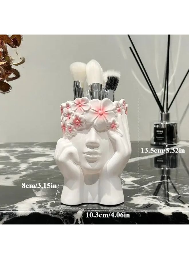 Profile Of A Woman Holding A Vase Resin Makeup Brush Pen Holder Desk Organizer - Image 5