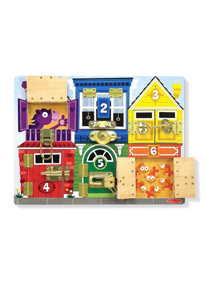 Melissa & Doug Creative Latches Wooden Activity Board Multicolour 28.7 x 1.02 x 39.88 cm SMD6073149 - Image 1