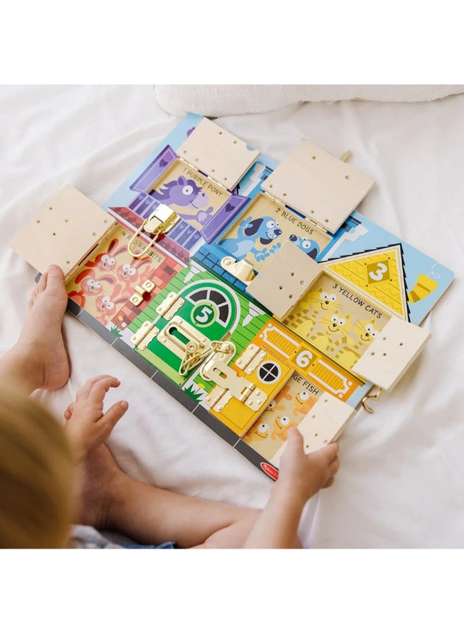 Melissa & Doug Creative Latches Wooden Activity Board Multicolour 28.7 x 1.02 x 39.88 cm SMD6073149 - Image 5