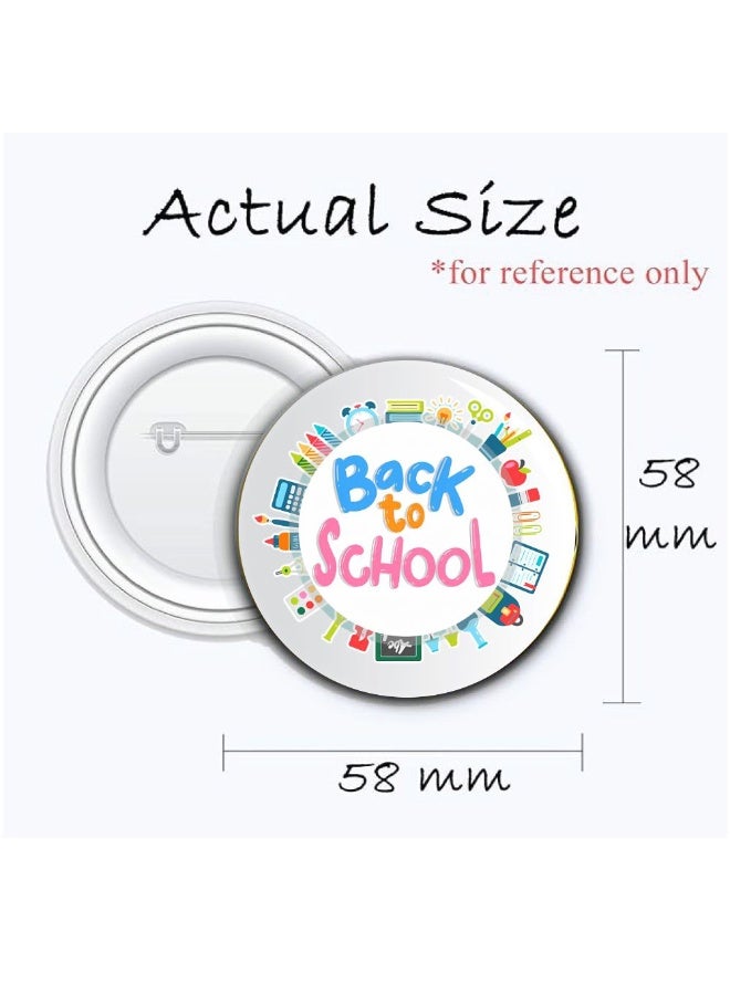 PRINTSHOP4ME Back To School Button Badge–Fun & Colorful Accessory For Kids–Perfect For School Bags,Uniforms And Gifts - Image 2