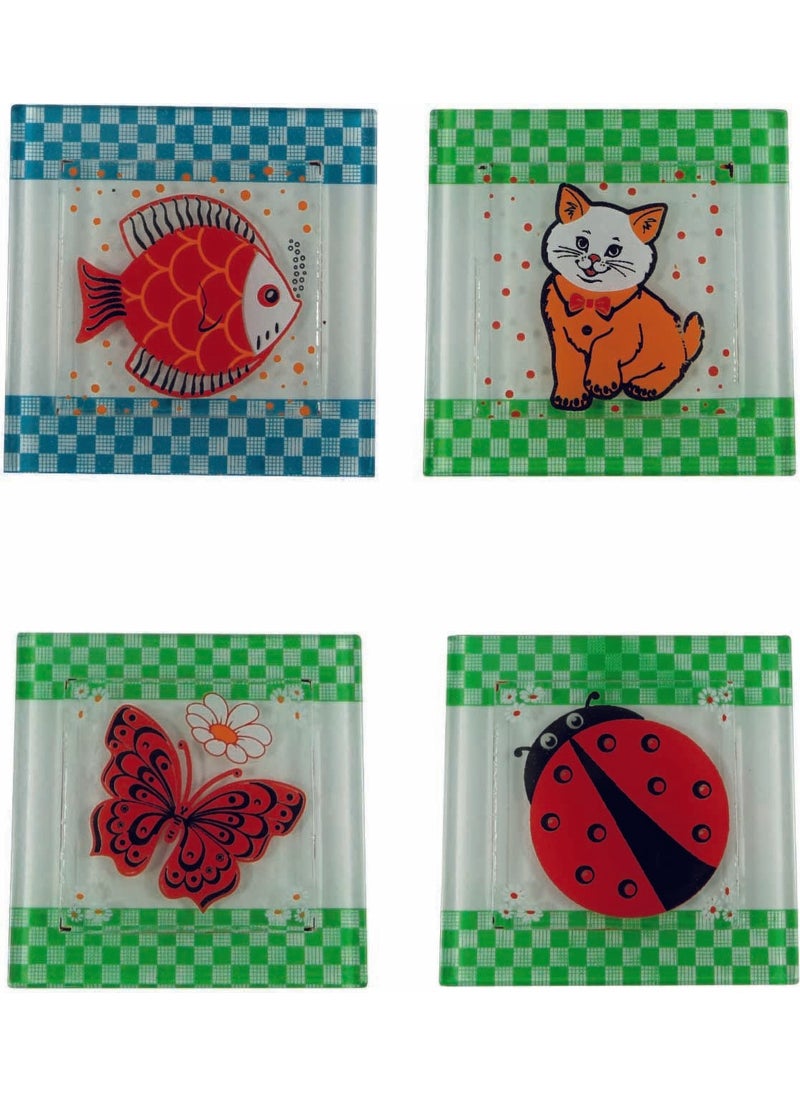 HELLOVE - Decorative Glass Drain Ornament 4 Pieces Glass Drain Cover Bathroom Drain Ornament - Image 1