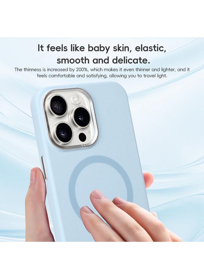 S-TOP Case For iPhone 16 Plus Metal Lens Frame Liquid Silicone MagSafe Phone Case - Image 5