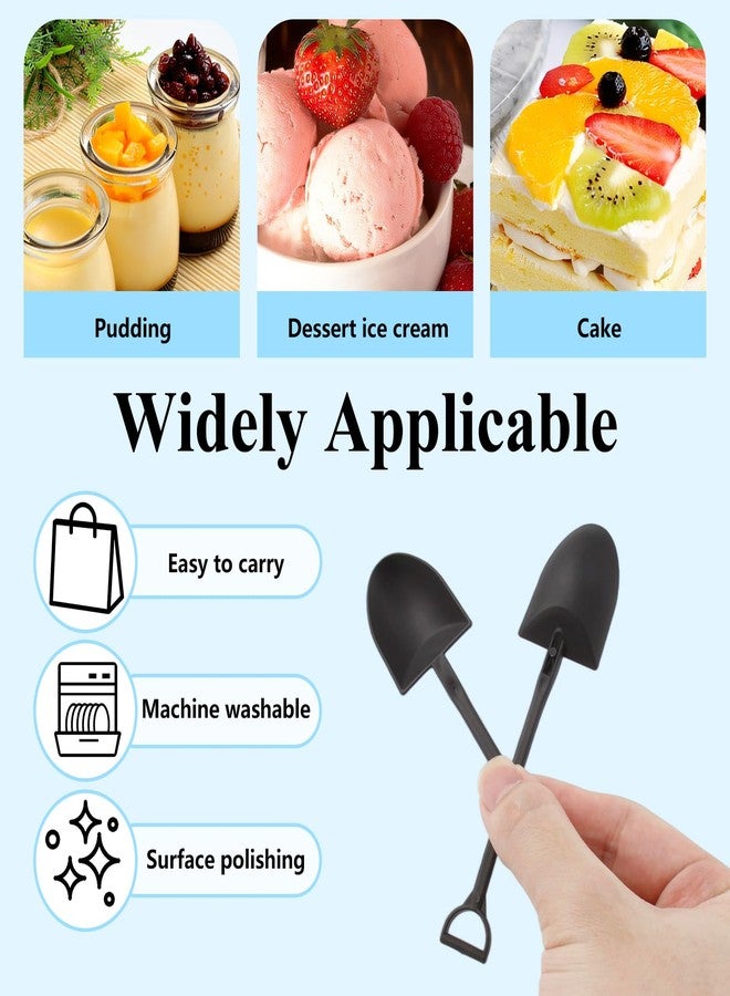 PQJSJDR 100 PCS Mini Shovel Spoons,Plastic Shovel Spoon for Desserts,Halloween Black Disposable Tiny Cute Spoon, for Ice Cream,Pudding,Yogurt,Sugar,Cake,DIY Party Favor Supplies -Individually Wrapped - Image 4