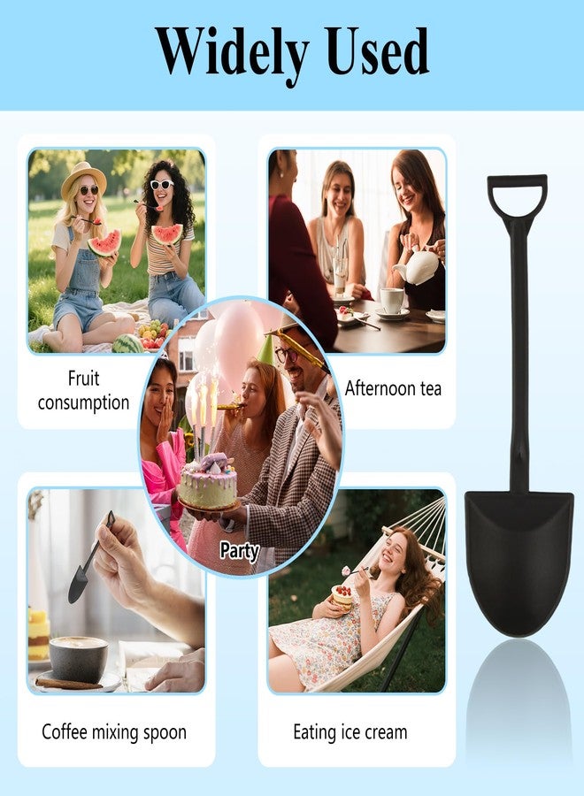 PQJSJDR 100 PCS Mini Shovel Spoons,Plastic Shovel Spoon for Desserts,Halloween Black Disposable Tiny Cute Spoon, for Ice Cream,Pudding,Yogurt,Sugar,Cake,DIY Party Favor Supplies -Individually Wrapped - Image 5
