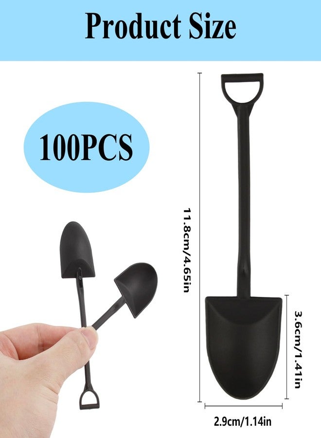PQJSJDR 100 PCS Mini Shovel Spoons,Plastic Shovel Spoon for Desserts,Halloween Black Disposable Tiny Cute Spoon, for Ice Cream,Pudding,Yogurt,Sugar,Cake,DIY Party Favor Supplies -Individually Wrapped - Image 2