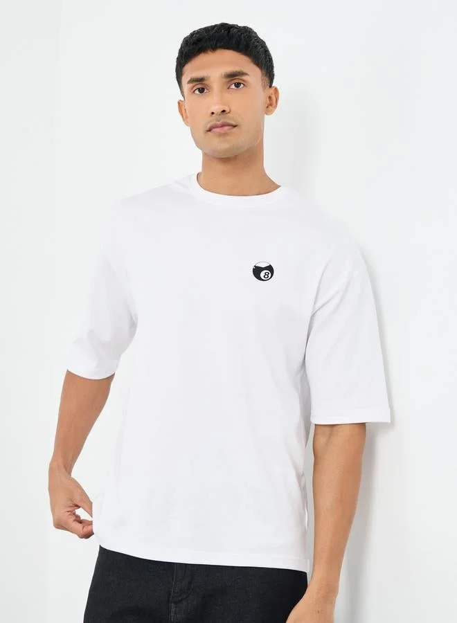 Styli Men White Graphic Print Oversized T-Shirt