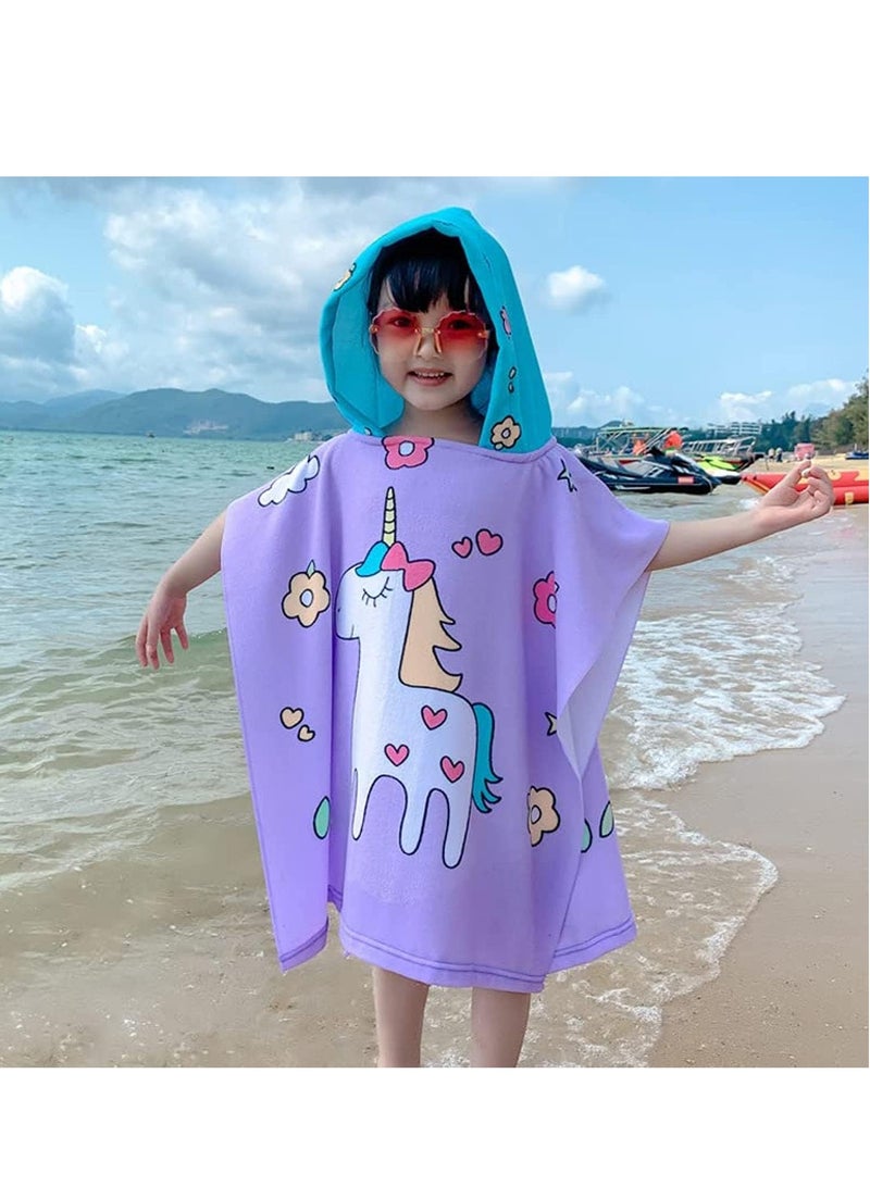 UKR Kids Hooded Towel - 60 x 120 cm | Colorful Unicorn Design | Soft & Absorbent Multicolor Bath Towel for Boys & Girls | Perfect for Beach & Pool - Image 1