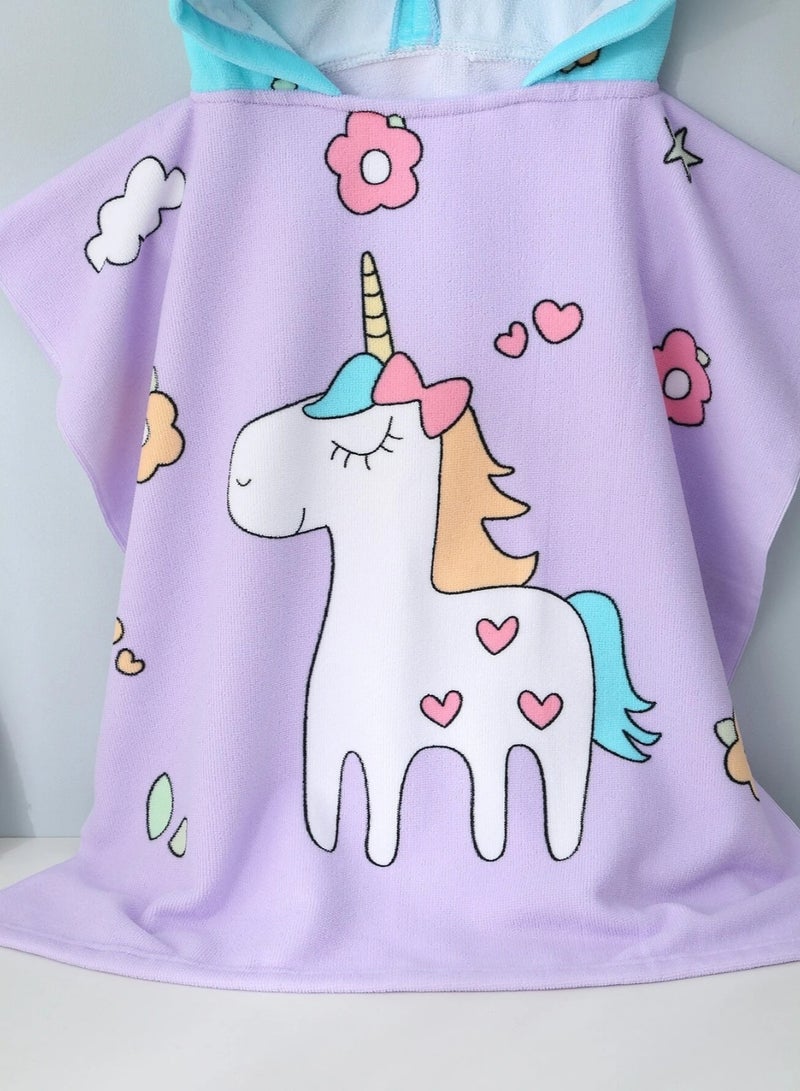 UKR Kids Hooded Towel - 60 x 120 cm | Colorful Unicorn Design | Soft & Absorbent Multicolor Bath Towel for Boys & Girls | Perfect for Beach & Pool - Image 4