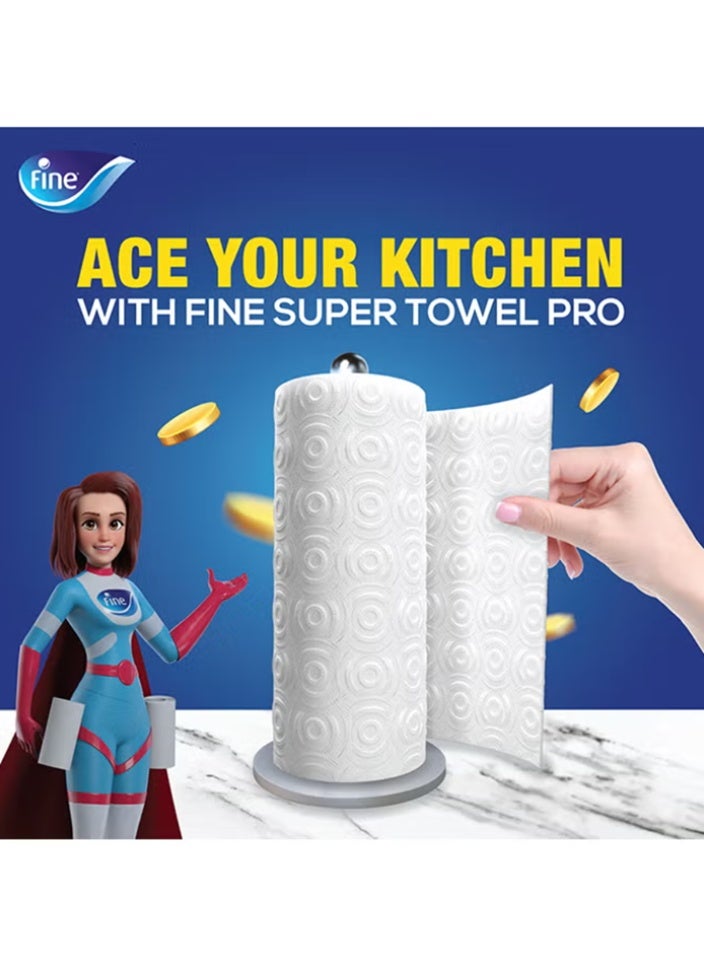 Fine Kitchen towels, 60 sheets, 3-ply, pack of 6 rolls, white - Image 2