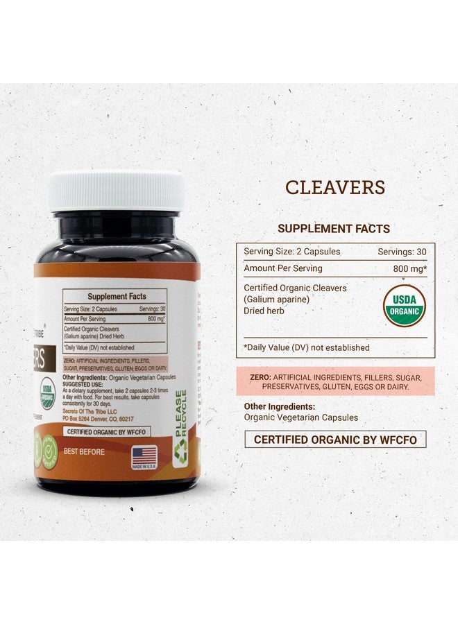 Secrets of the Tribe Cleavers USDA Organic 60 Capsules | Made with Vegetarian Capsules and Certified Organic Cleavers (Galium aparine) Dried Herb (60 Capsules) - Image 4