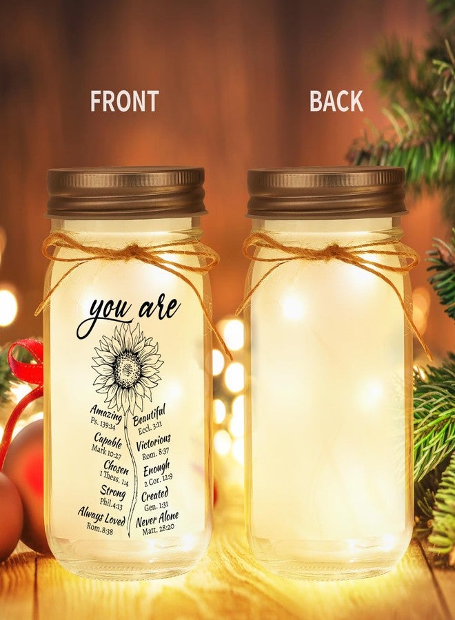 Calibron Christian Mothers Day Gifts for Women Mason Jar Night Light, Religious Gifts for Woman with Bible Verse Prayer Inspirational Spiritual Birthday Gift for Women, Friend Home Decorative Jars - Image 3
