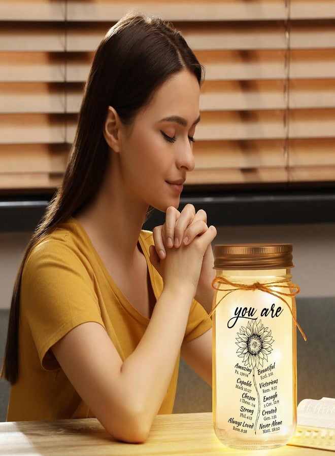 Calibron Christian Mothers Day Gifts for Women Mason Jar Night Light, Religious Gifts for Woman with Bible Verse Prayer Inspirational Spiritual Birthday Gift for Women, Friend Home Decorative Jars - Image 2