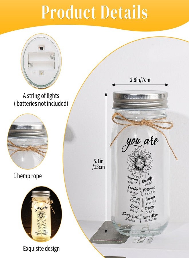 Calibron Christian Mothers Day Gifts for Women Mason Jar Night Light, Religious Gifts for Woman with Bible Verse Prayer Inspirational Spiritual Birthday Gift for Women, Friend Home Decorative Jars - Image 4