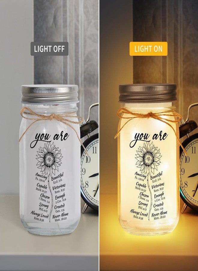 Calibron Christian Mothers Day Gifts for Women Mason Jar Night Light, Religious Gifts for Woman with Bible Verse Prayer Inspirational Spiritual Birthday Gift for Women, Friend Home Decorative Jars - Image 5