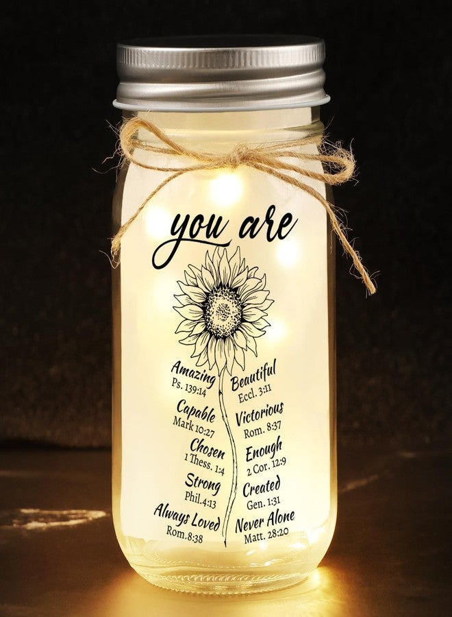 Calibron Christian Mothers Day Gifts for Women Mason Jar Night Light, Religious Gifts for Woman with Bible Verse Prayer Inspirational Spiritual Birthday Gift for Women, Friend Home Decorative Jars - Image 1