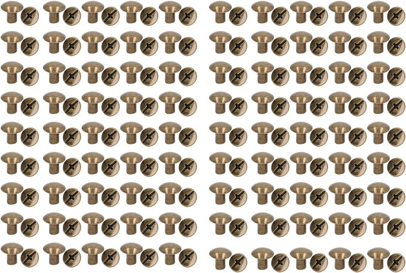 90 Sets Book Binding Screw 10x9.5mm, Brass Chicago Screws Assorted Kit, Electroplated Round Head Leather Rivets for DIY Journals Notebooks with Glossy Durable Fasteners (Bronze) - Image 1
