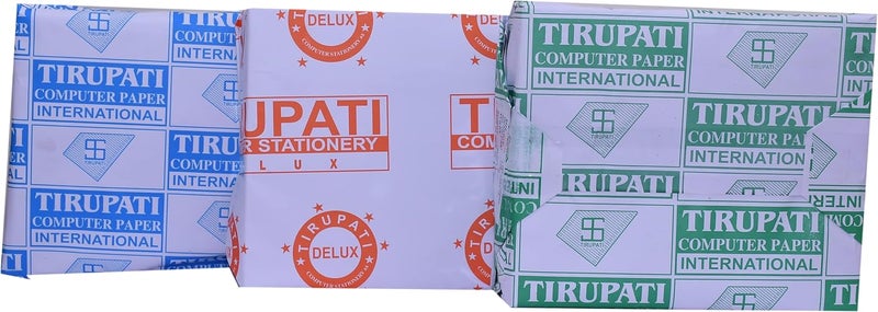 TIRUPATI ورق طابعة نقطية 10" × 12" 3 أجزاء 250 ورقة مستمرة 60 جرام | ورق كمبيوتر 10x12x3= قطع أفقية بيضاء - Image 2