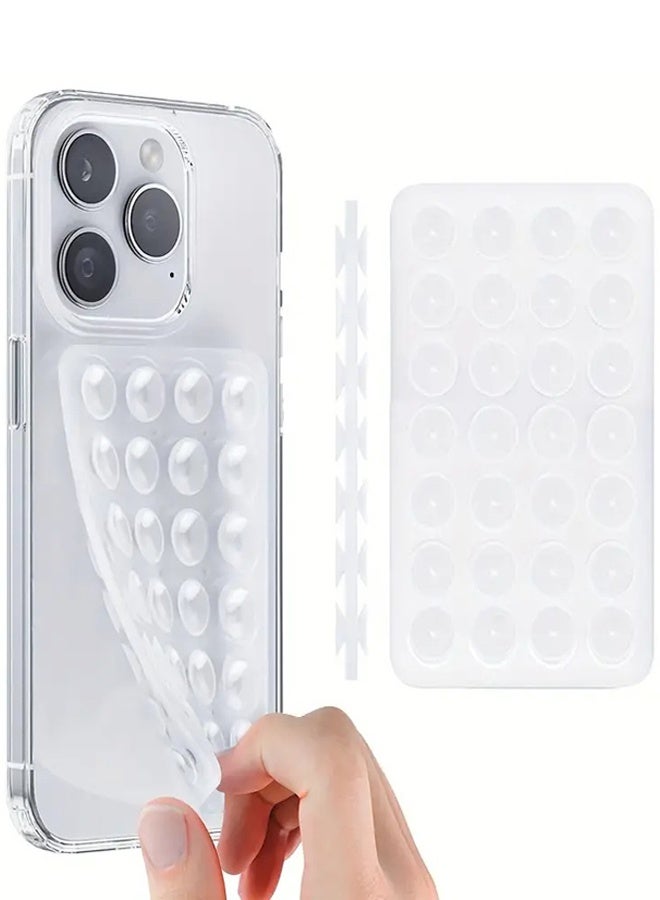 Silicone Suction Cup Phone Case Mount Double Sided, Phone Accessories Hands-Free Strong Grip Holder for Selfies and Videos, Silicon Phone Holder for iPhone and Android (Clear) - Image 1