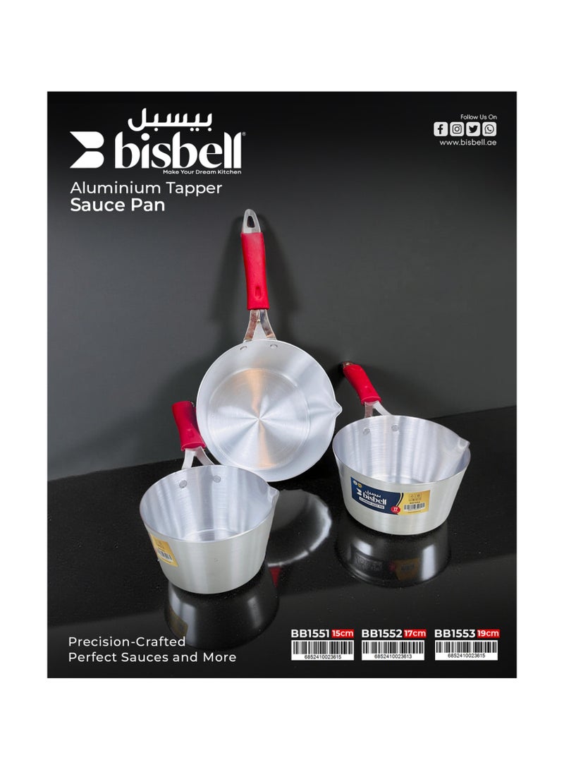 بيسبل قدر صلصة مدبب من الألومنيوم مقاس 17 سم - قدر حليب متوسط ​​الحجم وقدر صلصة صغير للمرق والحساء والشاي - وعاء طهي سريع التسخين، سميك، BB1552 - Image 3