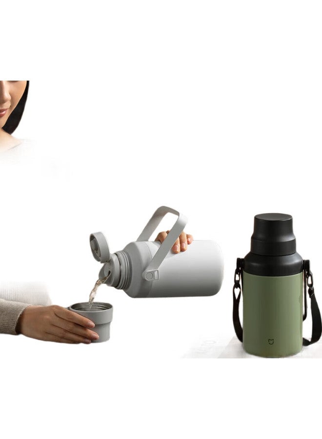 Millet Xiaomi Large Belly Insulated Cup, Outdoor Thermos Water Bottle, Dual-Use Cold And Hot Cup, 316L Portable Water Bottle, Misty White, 1L - Image 3
