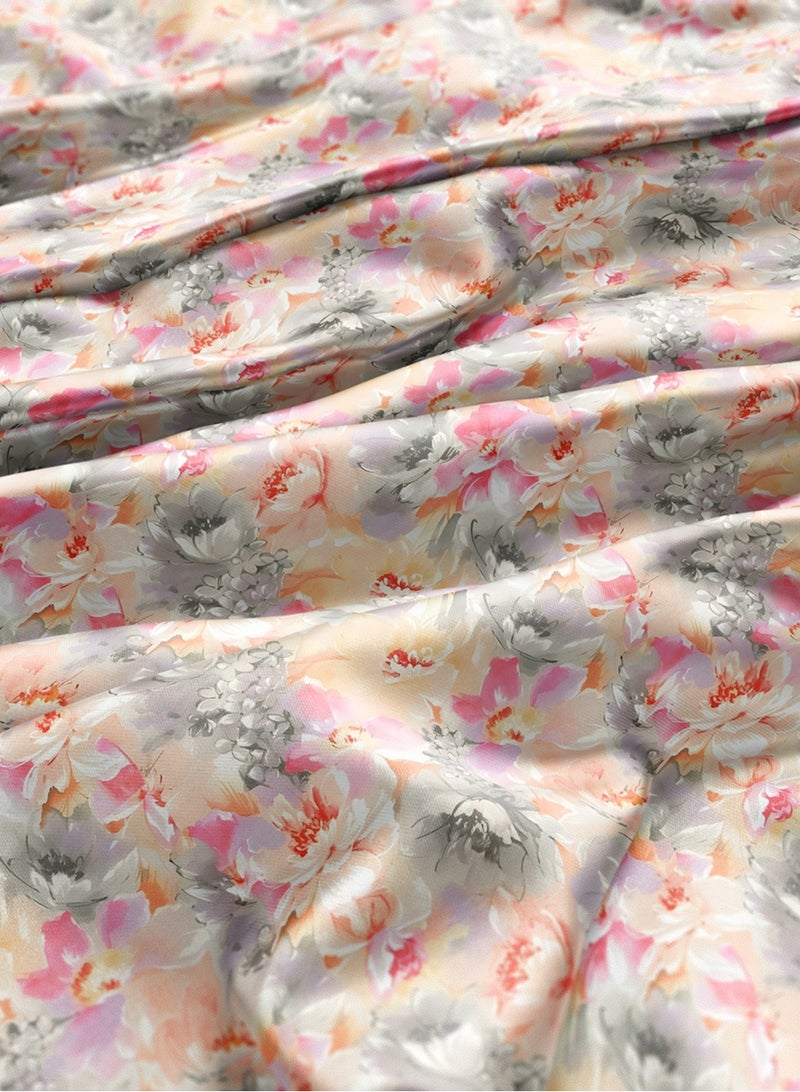 Vellato Al Lail Aramny Silk Fabric By The Yard Soft Pink Gray Floral Pattern Jalabiya Makhweer Dressmaking 58 Inches Width - Image 3