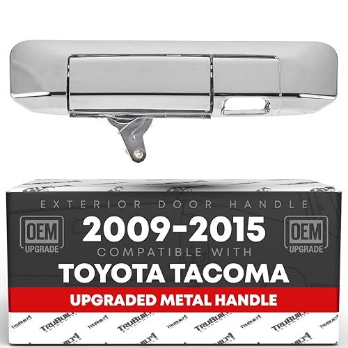 T1A Tailgate Handle Assembly Replacement Upgraded Metal Compatible with 20092015 Toyota Tacoma Exterior Rear Latch All Chrome wCamera Hole OEM 6909004020 88188 - Image 1