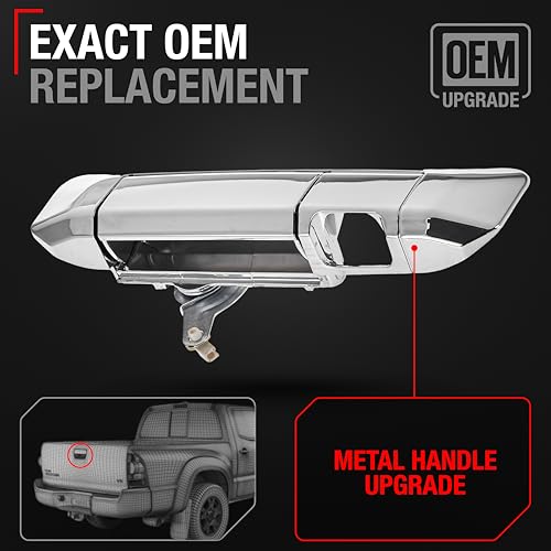 T1A Tailgate Handle Assembly Replacement Upgraded Metal Compatible with 20092015 Toyota Tacoma Exterior Rear Latch All Chrome wCamera Hole OEM 6909004020 88188 - Image 3