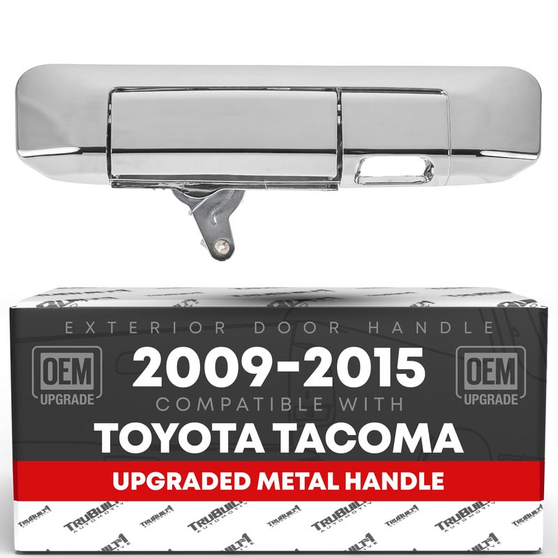 T1A Tailgate Handle Assembly Replacement Upgraded Metal Compatible with 20092015 Toyota Tacoma Exterior Rear Latch All Chrome wCamera Hole OEM 6909004020 88188 - Image 2