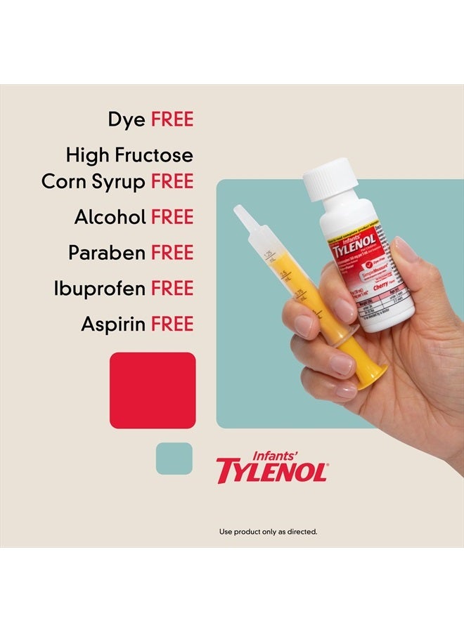 Tylenol دواء خالي من الصبغات للألم والحمى للأطفال بنكهة الكرز، 1 أونصة سائلة - Image 4