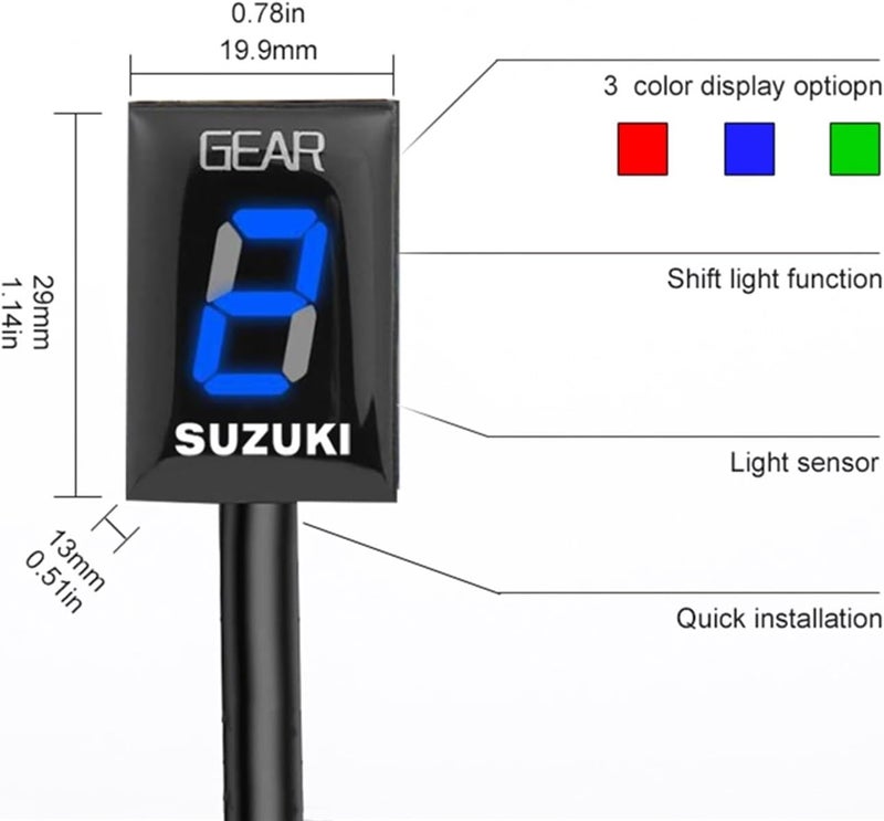 Vuzmode Green Gear Indicator for Suzuki Motorcycles - Image 2
