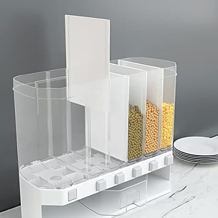 JAMBUVANTI Wall Mounted Cereal Food Dispenser For Kitchen 6 Grid Dry Food Dispenser Space Saving Food Storage Containers For Cereal Rice Nuts Candy Coffee Bean Snack GrainPlasticAcrylic - Image 3