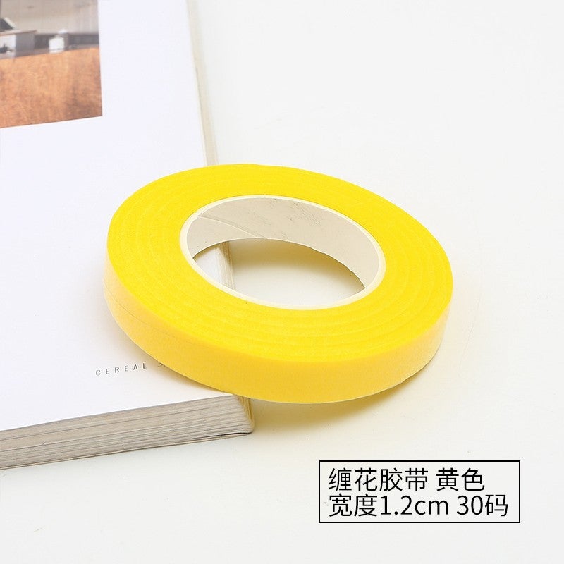 Generic Flower winding tape handmade DIY simulation flower flower rod paper bag tape paper tape candy flower rod winding tape wholesale Yellow width 1.2cm 30 yards - Image 1