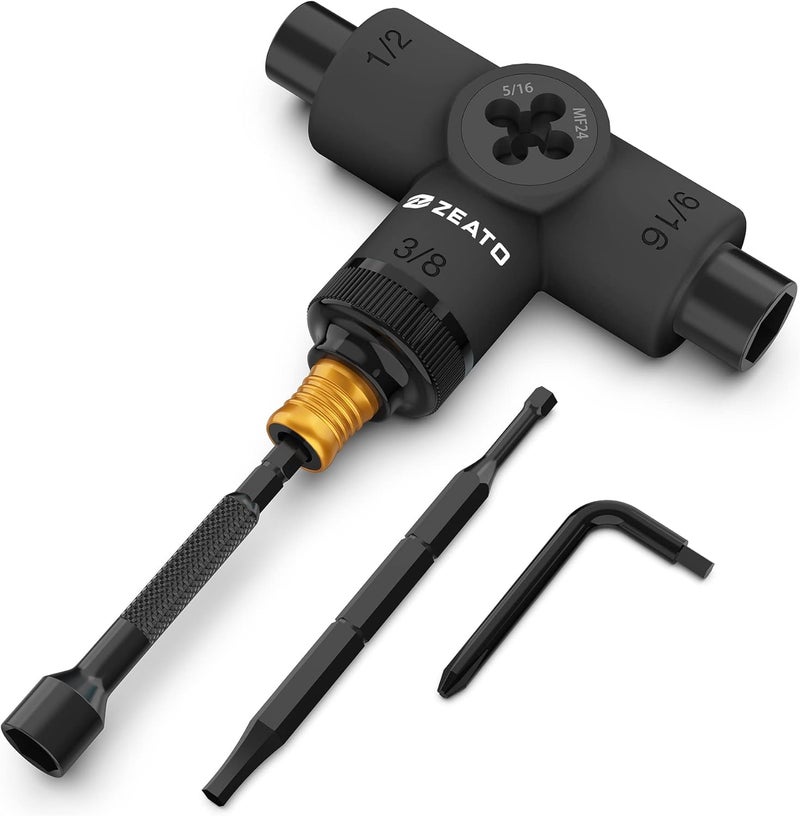 Zeato All-in-One Skate Tools Multi-Function Portable Skateboard T Tool Accessory with T-Type Allen Key and L-Type Phillips Head Wrench Screwdriver - Image 1