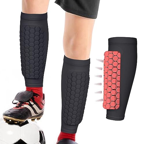 Linkidea Honeycomb Soccer Shin Guard for Kids Youth Lightweight Football Shin Pad Sleeve Breathable and Easy to Put On Soccer Protective Leg Pads 1 PairBlackS - Image 1