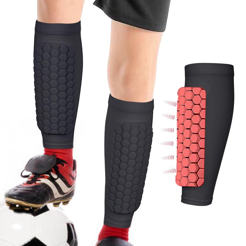 Linkidea Honeycomb Soccer Shin Guard for Kids Youth Lightweight Football Shin Pad Sleeve Breathable and Easy to Put On Soccer Protective Leg Pads 1 PairBlackS - Image 2