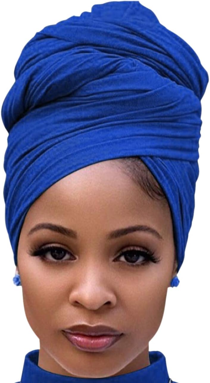 Harewom Head Wraps for Black Women Stretch Head Scarf Long African Hair Wraps Turban Headwraps Jersey Headbands - Image 1