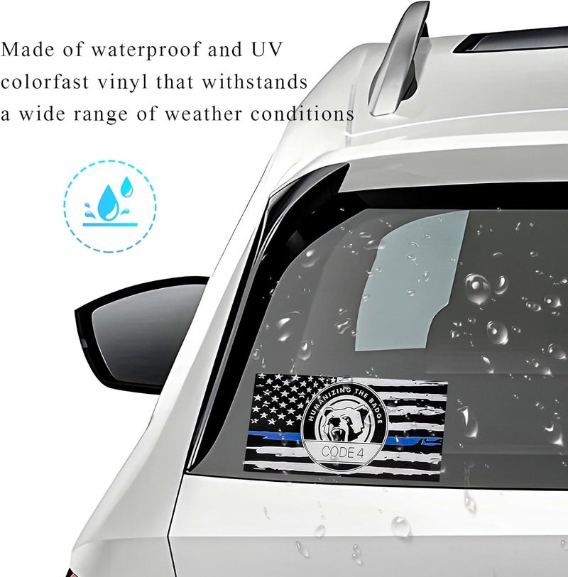 FSTURIOS 4PCS Thin Blue Line Sticker Code 4, Police Support Sticker American Flag Thin Line Decal, Waterproof Thin Line Flag Stickers Support Law Enforcement for Car Window Laptop (Small+Larger) All user affordable trusted quality - Image 3