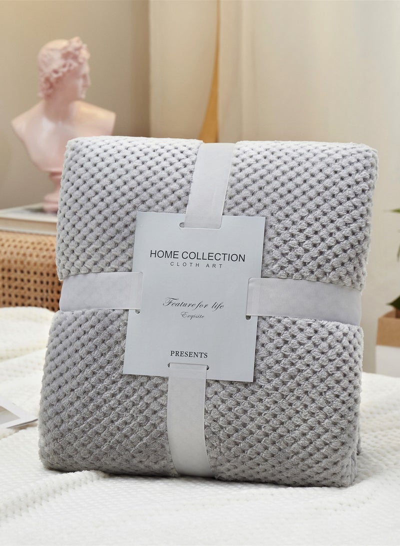 Loquat Solid Color Pineapple Check Blanket Sofa Blanket Coral Velvet Blanket Flannel Blanket Nap Blanket Grey