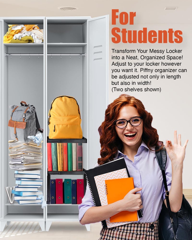 Piffny Locker Organizer Shelfï¼Œ Adjustable Width and Height, Ideal Locker for School, Office, and Gym Lockersâ€¦ (Pink) - Image 2
