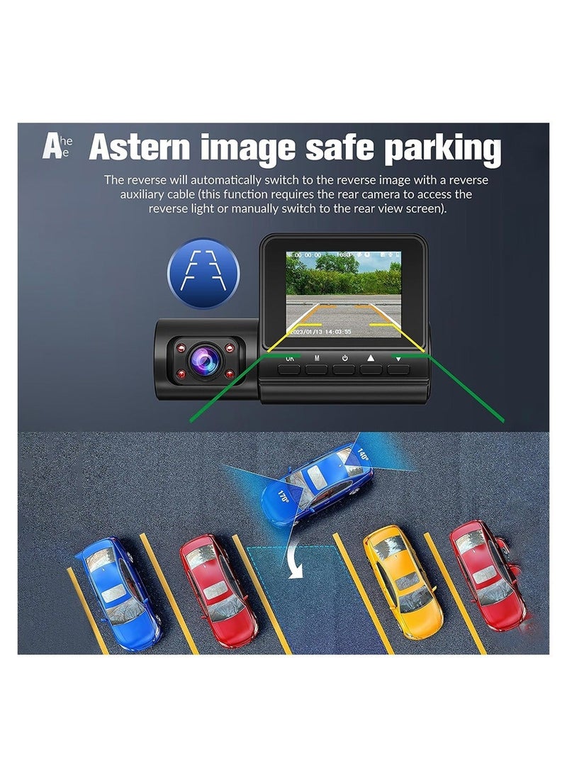 Y&D Dash Camera for Cars, 1080P Full HD 3 Channel Cam Front & Rear Inside, Built-in 2.4'' IPS Screen, WDR, G-Sensor, 24H Parking Mode, 170°Wide Angle, Dashcam with Night Vision 32GB SD Card  - Image 5